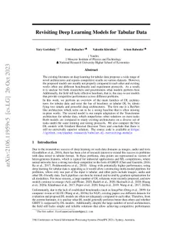 Revisiting Deep Learning Models for Tabular Data