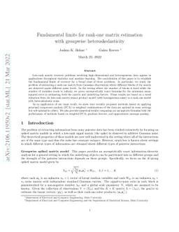 Fundamental limits for rank-one matrix estimation with groupwise
  heteroskedasticity
