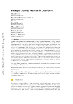 Strategic Liquidity Provision in Uniswap v3