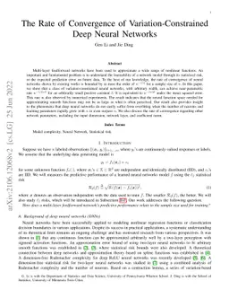 The Rate of Convergence of Variation-Constrained Deep Neural Networks