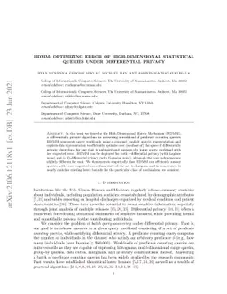 HDMM: Optimizing error of high-dimensional statistical queries under
  differential privacy
