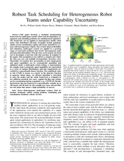 Robust Task Scheduling for Heterogeneous Robot Teams under Capability
  Uncertainty