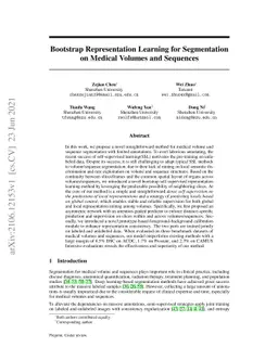 Bootstrap Representation Learning for Segmentation on Medical Volumes
  and Sequences