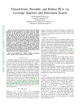 Closed-Form, Provable, and Robust PCA via Leverage Statistics and
  Innovation Search