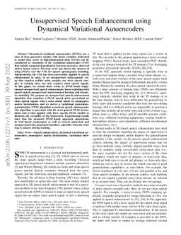 Unsupervised Speech Enhancement using Dynamical Variational
  Auto-Encoders