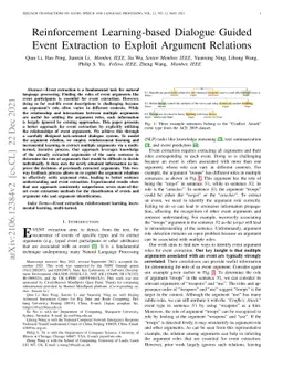 Reinforcement Learning-based Dialogue Guided Event Extraction to Exploit
  Argument Relations