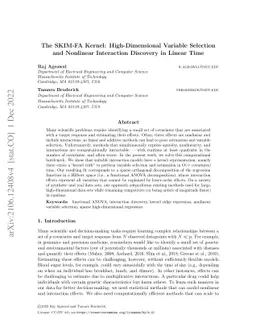 The SKIM-FA Kernel: High-Dimensional Variable Selection and Nonlinear
  Interaction Discovery in Linear Time