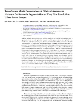 Transformer Meets Convolution: A Bilateral Awareness Network for
  Semantic Segmentation of Very Fine Resolution Urban Scene Images