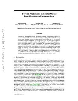 Beyond Predictions in Neural ODEs: Identification and Interventions