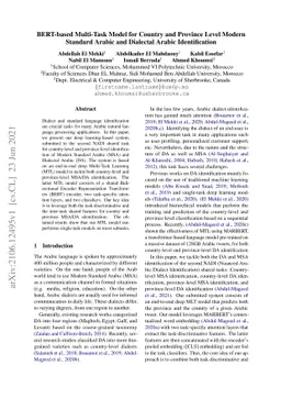BERT-based Multi-Task Model for Country and Province Level Modern
  Standard Arabic and Dialectal Arabic Identification