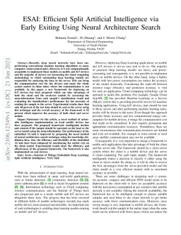 ESAI: Efficient Split Artificial Intelligence via Early Exiting Using
  Neural Architecture Search