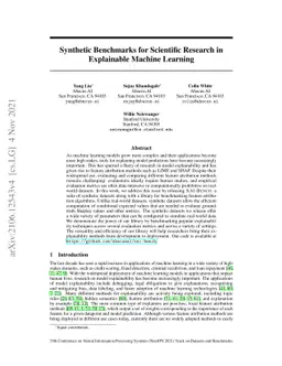 Synthetic Benchmarks for Scientific Research in Explainable Machine
  Learning