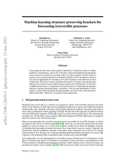 Machine learning structure preserving brackets for forecasting
  irreversible processes