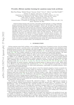 Provably efficient machine learning for quantum many-body problems