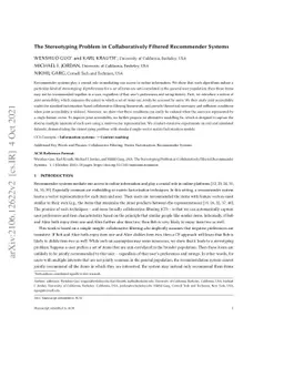 The Stereotyping Problem in Collaboratively Filtered Recommender Systems