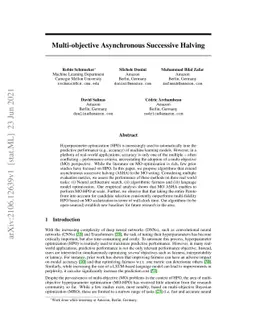 Multi-objective Asynchronous Successive Halving