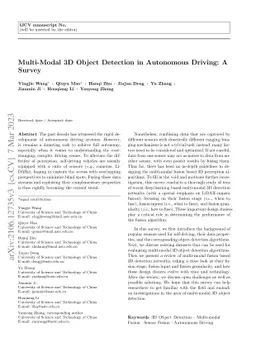Multi-Modal 3D Object Detection in Autonomous Driving: a Survey