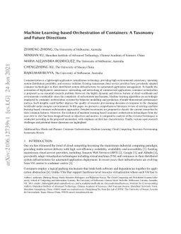 Machine Learning-based Orchestration of Containers: A Taxonomy and
  Future Directions