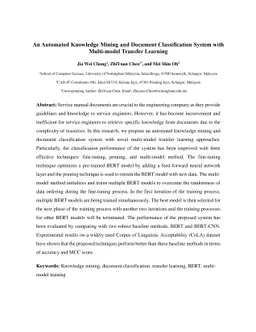 An Automated Knowledge Mining and Document Classification System with
  Multi-model Transfer Learning