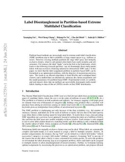 Label Disentanglement in Partition-based Extreme Multilabel
  Classification