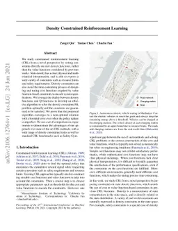 Density Constrained Reinforcement Learning