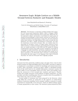 Awareness Logic: Kripke Lattices as a Middle Ground between Syntactic
  and Semantic Models