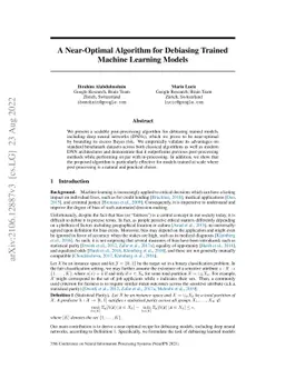 A Near-Optimal Algorithm for Debiasing Trained Machine Learning Models