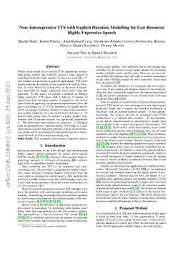 Non-Autoregressive TTS with Explicit Duration Modelling for Low-Resource
  Highly Expressive Speech