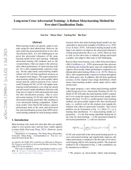 Long-term Cross Adversarial Training: A Robust Meta-learning Method for
  Few-shot Classification Tasks