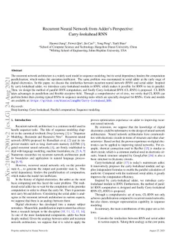 Recurrent Neural Network from Adder's Perspective: Carry-lookahead RNN