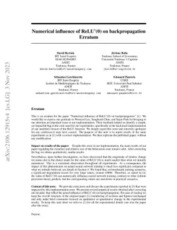 Numerical influence of ReLU'(0) on backpropagation