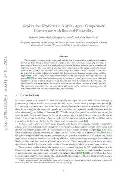 Exploration-Exploitation in Multi-Agent Competition: Convergence with
  Bounded Rationality