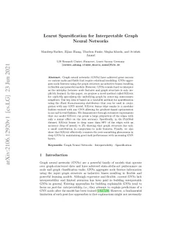 Learnt Sparsification for Interpretable Graph Neural Networks