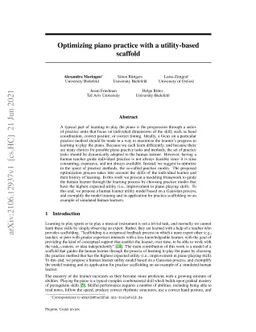 Optimizing piano practice with a utility-based scaffold