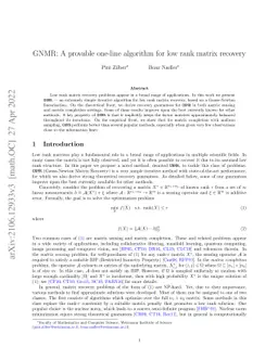 GNMR: A provable one-line algorithm for low rank matrix recovery