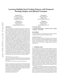 Learning Multiple Stock Trading Patterns with Temporal Routing Adaptor
  and Optimal Transport