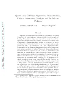 Sparse Multi-Reference Alignment : Phase Retrieval, Uniform Uncertainty
  Principles and the Beltway Problem