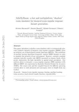 SofaMyRoom: a fast and multiplatform "shoebox" room simulator for
  binaural room impulse response dataset generation