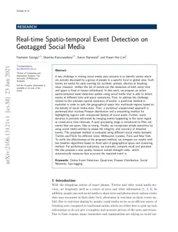 Real-time Spatio-temporal Event Detection on Geotagged Social Media