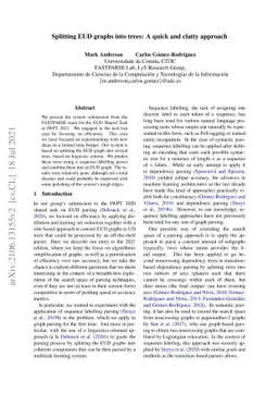 Splitting EUD graphs into trees: A quick and clatty approach
