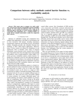Comparison between safety methods control barrier function vs.
  reachability analysis