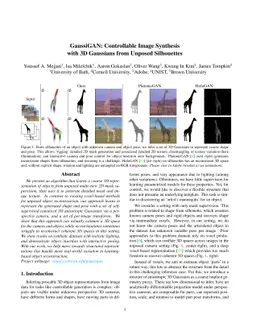 GaussiGAN: Controllable Image Synthesis with 3D Gaussians from Unposed
  Silhouettes