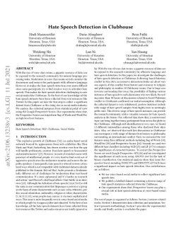 Hate Speech Detection in Clubhouse