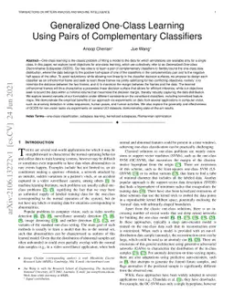 Generalized One-Class Learning Using Pairs of Complementary Classifiers