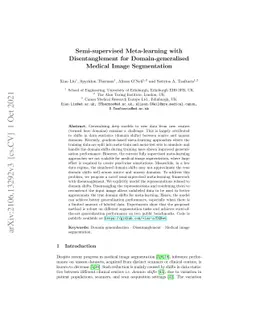 Semi-supervised Meta-learning with Disentanglement for
  Domain-generalised Medical Image Segmentation