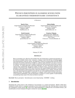 Physics perception in sloshing scenes with guaranteed thermodynamic
  consistency