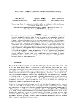 More Causes Less Effect: Destructive Interference in Decision Making