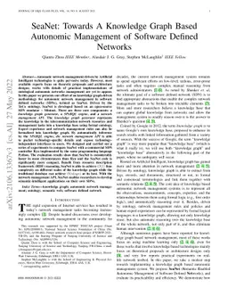 SeaNet -- Towards A Knowledge Graph Based Autonomic Management of
  Software Defined Networks
