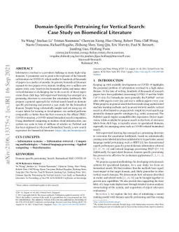 Domain-Specific Pretraining for Vertical Search: Case Study on
  Biomedical Literature