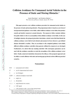 Collision Avoidance for Unmanned Aerial Vehicles in the Presence of
  Static and Moving Obstacles